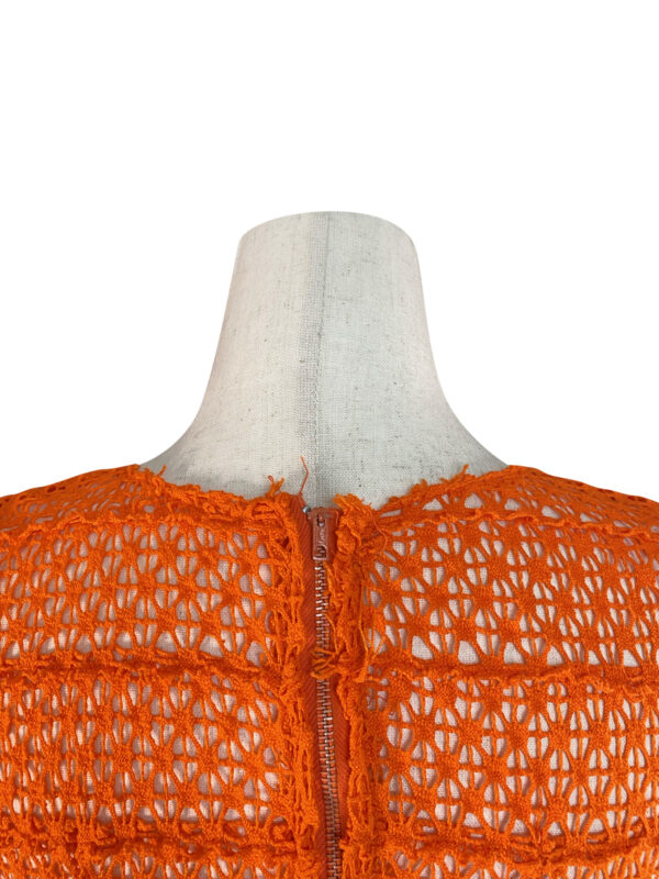 Vintage Orange Crochet Midi Dress