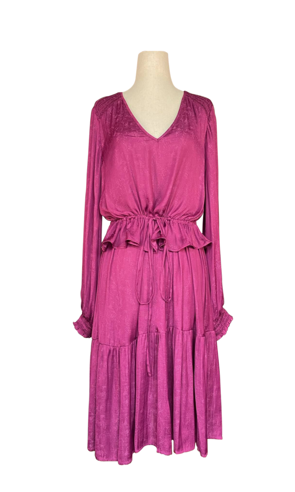 Vintage Magenta Silk Damask Skirt and Top Set